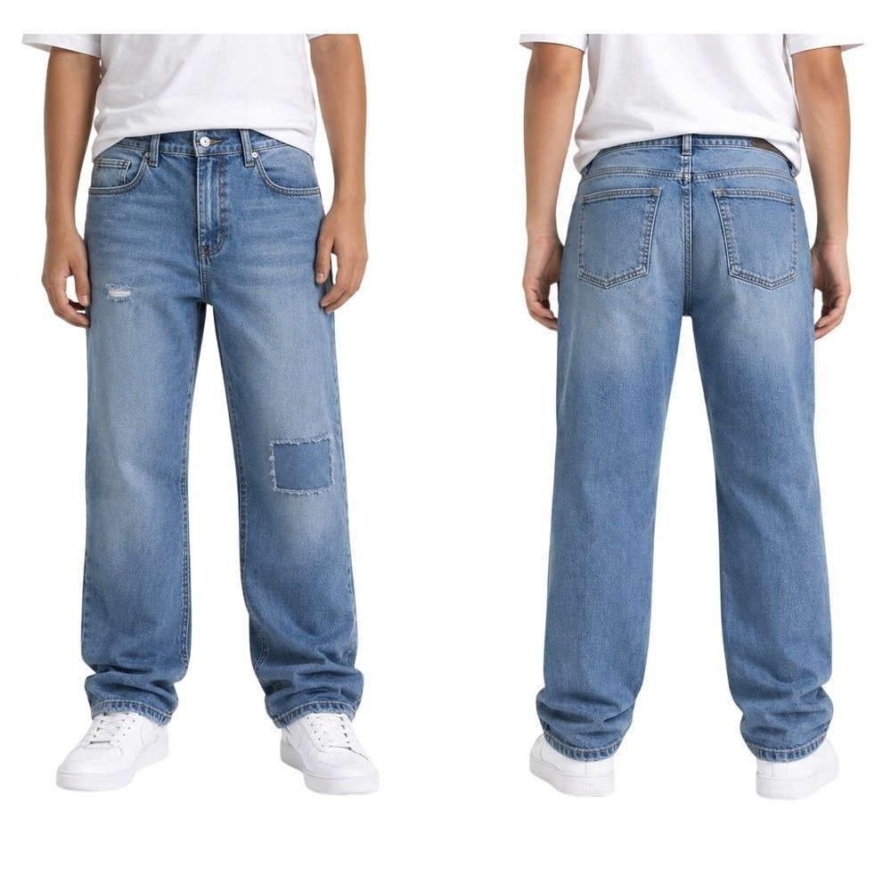 Thereabouts Mens Flex Relaxed Fit Jeans Vintage Light Wash Distressed 16 Husky